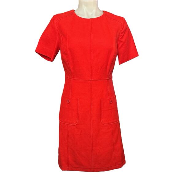 Boden Red Sheath Dress Crew Neck Short Sleeve Size 2R NWT - Picture 1 of 8